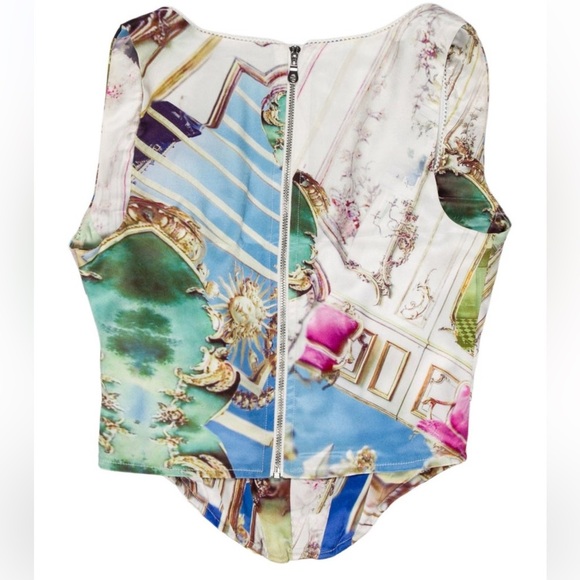MIAOU CAMPBELL CORSET TOP WITH BUSTIER Boning Colorful Printed Crop Top Medium - Picture 12 of 12